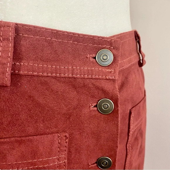 Suede Retro Mini Button Down Skirt - Picture 6 of 9